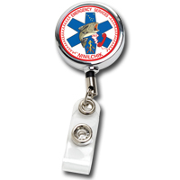 Cord Chrome Solid Metal Retractable Badge Reel and Badge Holder with Full Color Vinyl Label Imprint